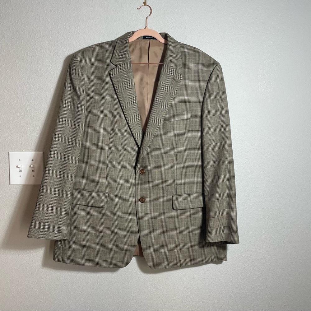 Lauren Ralph Lauren | Brown/Black Houndstooth Plaid Wool Sports Coat/Blazer 46R
